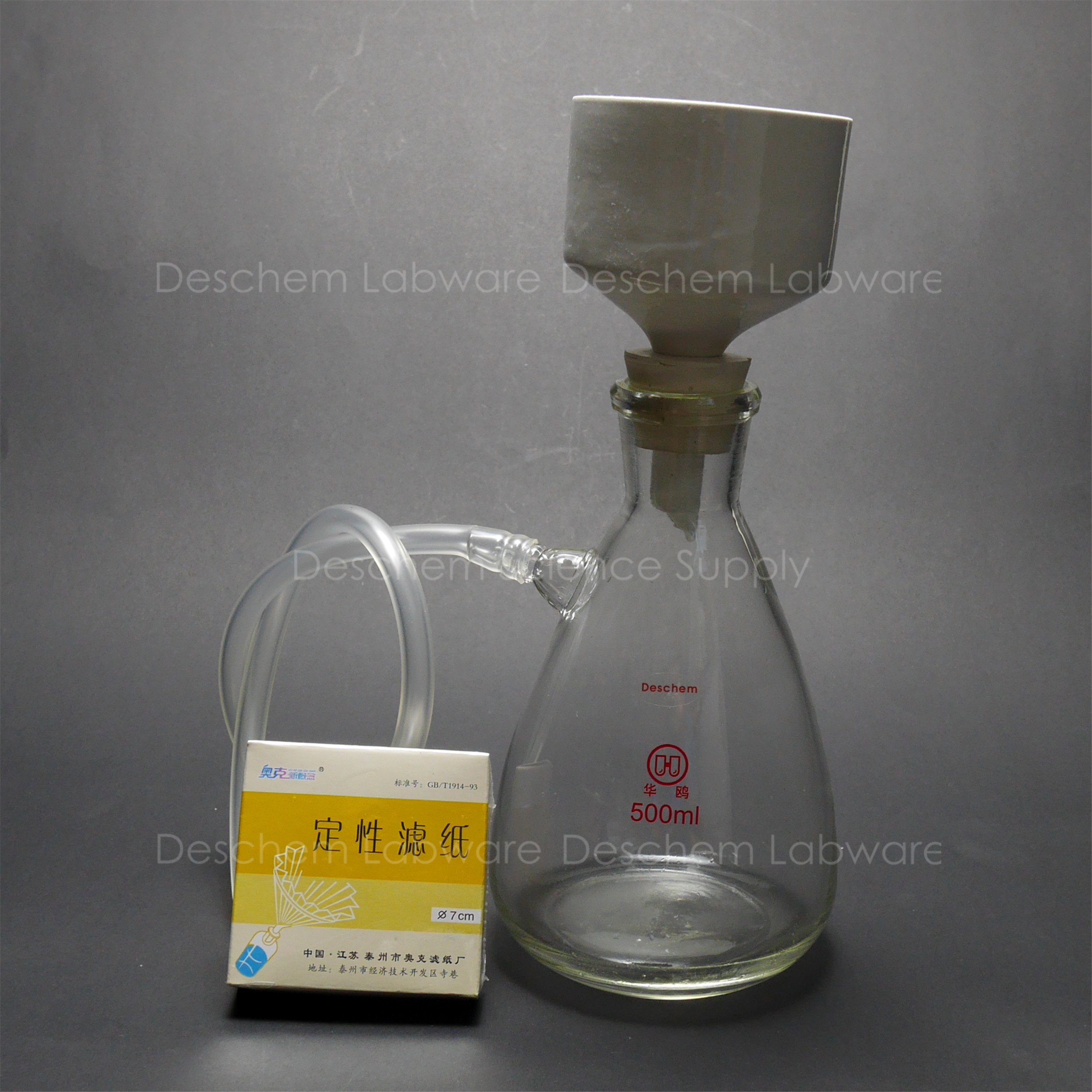 Amazon.co.jp: Deschem 80mm 磁器ブフナー漏斗,500ml ガラス 三角